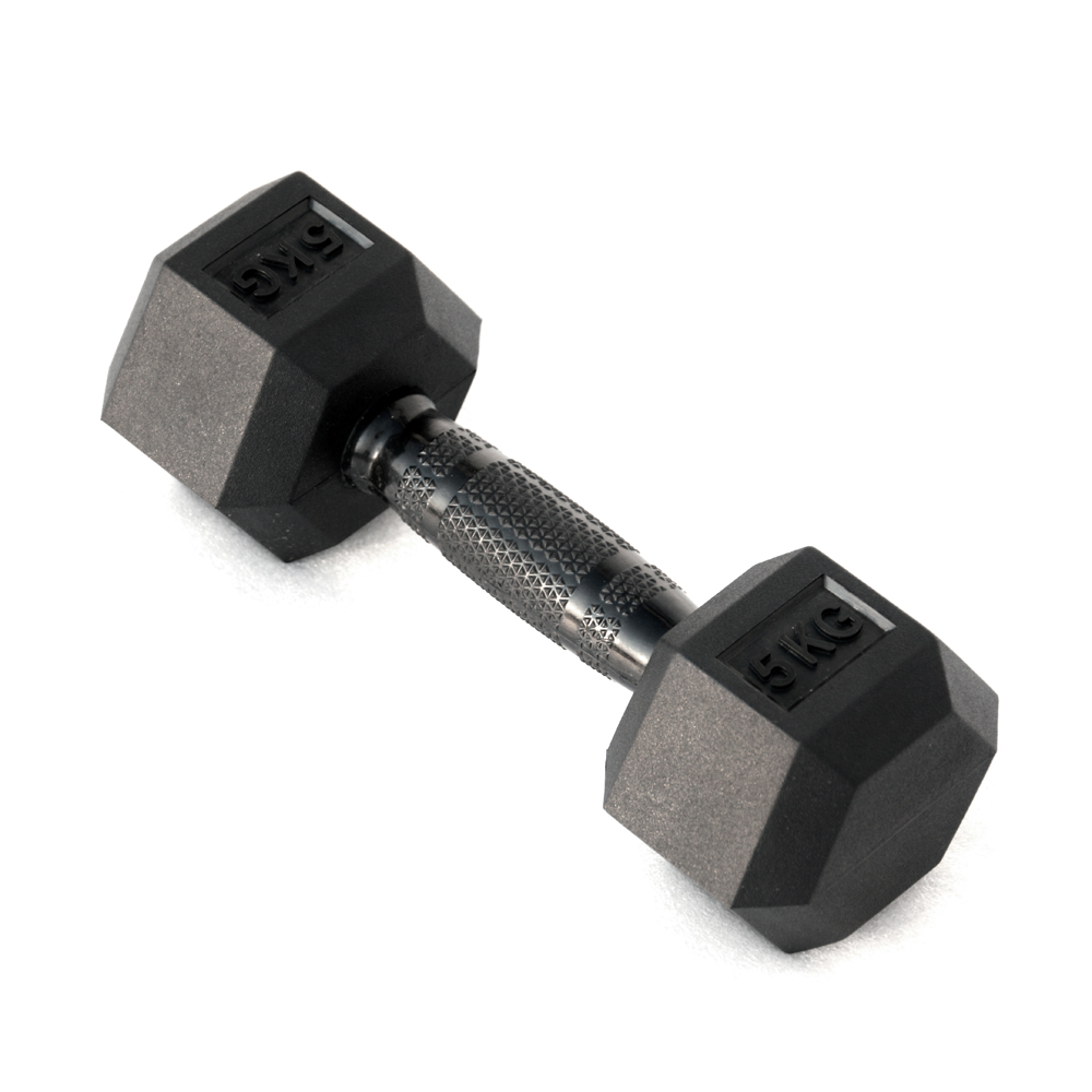 Rubber Hex Dumbbell with Rubber Coated Handle